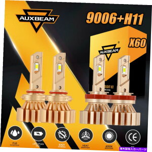 USwbhCg AUXBeam 4X 9006 + H11 LEDwbhCg̓dLbg88W 6500Kɂ/[r[tHOvX60 AUXBEAM 4x 9006+H11 LED Headlight Bulbs Kit 88W 6500K Hi/Low Beam&Fog Lights X60