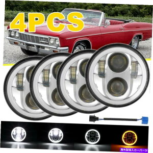 USwbhCg 4s[X5-3 / 4 5.75 "LEDwbhCgX`[CpGJ~mGXe[ĝ߂̐MH4 4PCS 5-3/4 5.75" LED Headlights Turn Signal H4 For Chevy Impala El Camino Estate