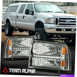 US�w�b�h���C�g FITS 2005-2007�t�H�[�hF250 / F350 SD {LED DRL}�N����/�N���A�A���o�[�R�[�i�[�w�b�h���C�g Fits 2005-2007 Ford F250/F350 SD {LED DRL} Chrome/Clear Amber Corner Headlight