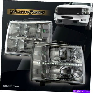 US�w�b�h���C�g LED DRL�X�g���b�v�N���A�����Y�N���[���n�E�W���O�w�b�h���C�g2007-2014�V�[�{�[�V���o���[�h LED DRL Strip Clear Lens Chrome Housing Headlights For 2007-2014 Chevy Silverado�y���s�A���i�z