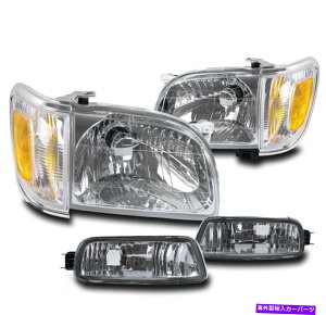 USwbhCg 2001-2004g^^R}gbNߐF/N[wbhCgvW / Bumper + Corner FOR 2001-2004 TOYOTA TACOMA TRUCK AMBER/CHROME HEADLIGHTS LAMP W/BUMPER +CORNER