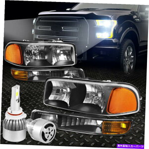 USwbhCg ubNnEWOwbhCg+Ao[Cg+zCgLED 9006 HID +t@99-06 GMCVG BLACK HOUSING HEADLIGHT+AMBER LIGHT+WHITE LED 9006 HID+FAN FOR 99-06 GMC SIERRA