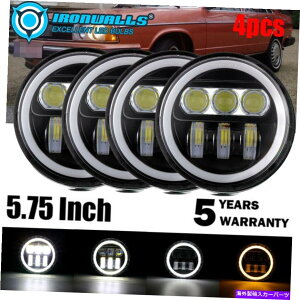 USヘッドライト 4ピース5-3 / 4 5.75 "LEDヘッドライトアンバーアングルアイフィットアウディ5000 100シリーズ 4pcs 5-3/4 5.75" LED Headlight Amber Angle Eyes Fit Audi 5000 100 Series