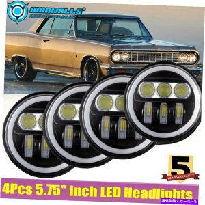 US�w�b�h���C�g 4�{5-3 / 4 5.75 LED�w�b�h���C�g�A���o�[�p�A�C�����O�t�B�b�g�C���p���x���G�A�[�J�~�m 4x 5-3/4 5.75 LED Headlight Amber Angle Eyes Ring Fit Impala Bel Air El Camino