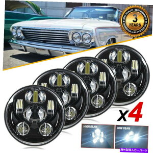 US�w�b�h���C�g DOT 4PC 5.75 5-3 / 4�C���`���E���hLED�w�b�h���C�g�n�C���[�r�[��1962-75 DOT 4pc 5.75 5-3/4inch Round LED Headlight Hi-Lo beam For Chevy Bel Air 1962-75�y���s�A���i�z