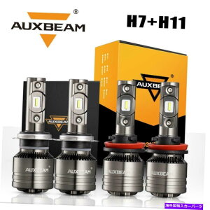 US�w�b�h���C�g AUXBeam T1 LED�w�b�h���C�g�R���{H7 H11�n�C���[�r�[���d��6500K +�L�����o�X�f�R�[�_�[ AUXBEAM T1 LED Headlight Combo H7 H11 High Low Beam Bulbs 6500K +Canbus Decoder
