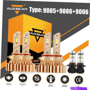USwbhCg 6s[XAUXBeam 9005 9006 9006 LEDwbhCg+[r[+dzCgR{Lbg 6PCS AUXBEAM 9005 9006 9006 LED Headlight High+Low Beam+Fog Bulb White Combo Kit