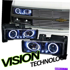 USヘッドライト BLK Halo Rims LEDプロジェクターヘッドライトランプK2は88-00シボレー/ GMC C10 CKトラック Blk Halo Rims LED Projector Headlight Lamp K2 For 88-00 Chevy/GMC C10 Ck Truck
