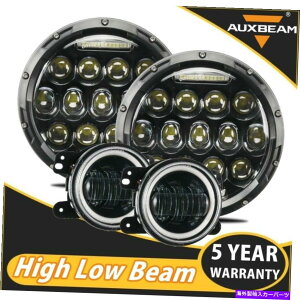 USwbhCg AuxBeam 7 "LEDwbhCgHI / LOr[+tHOCgR{pJEEP Wrangler JK 07-17 AUXBEAM 7" LED Headlight Hi/Lo Beam+ Fog Light Combo For Jeep Wrangler JK 07-17