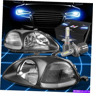 USwbhCg FIT 1996-1998z_VrbNEK^CvRbNwbhCgW / LEDLbg+N[t@ubN Fit 1996-1998 Honda Civic EK Type-R Look Headlights W/LED Kit+Cool Fan Black
