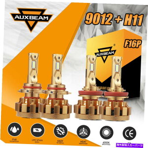 USwbhCg AUXBeam 4X 9012 + H11 LEDwbhCgdLbg6000KR{nC/ LOr[tHOCgF16P AUXBEAM 4x 9012+H11 LED Headlight Bulb Kit 6000K Combo Hi/Lo Beam Fog Light F16P