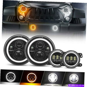 USwbhCg 7 "LEDwbhCg+ 4"tHOCgHalo DRL +^[VOipJK TJ LJ 7" LED Headlights + 4" Fog Light HALO DRL+Turn Signal For Jeep Wrangler JK TJ LJ