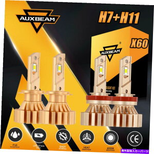 USwbhCg AuxBeamt@XH7 + H11R{LEDwbhCgd88W 4000LM 6500K HI LOr[X60 AUXBEAM Fanless H7+H11 Combo LED Headlight Bulbs 88W 4000lm 6500K Hi Lo Beam X60