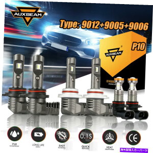 USwbhCg AUXBeam 6X 9012 + 9005 + 9006 LEDwbhCgdLbg6000K HI LOr[tHOCgP10 AUXBEAM 6x 9012+9005+9006 LED Headlight Bulb Kit 6000K Hi Lo Beam&Fog Light P10