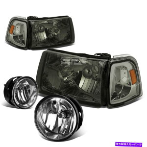 US�w�b�h���C�g �X���[�N�n�E�W���O�w�b�h���C�g+���ߐF�̊p��+ 08-11�����W���[�̂��߂̃N���[���t�H�O�����v SMOKED HOUSING HEADLIGHT+AMBER CORNER SIDE+CHROME FOG LIGHT FOR 08-11 RANGER