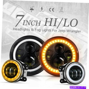 USwbhCg yAEhLEDwbhCgvWFN^[tHOCgR{LbgW[vO[JK Pair Round LED Headlights Projector & Fog Lights Combo Kit For Jeep Wrangler JK