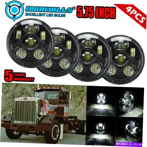 US�w�b�h���C�g 4x�u���b�N5-3 / 4 "5.75�ی^LED�w�b�h���C�gH5006�t�B�b�gPeterbilt 349 359 4x Black 5-3/4" 5.75 Round LED Headlight H5006 Fit for Peterbilt 349 359