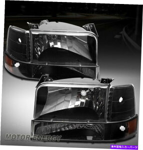 USwbhCg 92-96 Bronco F150 F250 F350/Ao[NX^wbhCg+R[i[+op[M 92-96 BRONCO F150 F250 F350 BLACK/AMBER CRYSTAL HEAD LIGHTS+CORNER+BUMPER SIGNAL