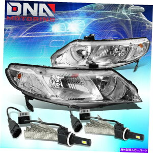 USヘッドライト クロームハウジングクリアコーナーヘッドライト+ 6000K 9006 LED電球フィット06-11シビックセダン CHROME HOUSING CLEAR CORNER HEADLIGHT+6000K 9006 LED BULB FIT 06-11 CIVIC SEDAN