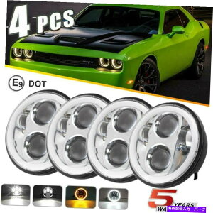 US�w�b�h���C�g 4�s�[�X5-3 / 4 5.75 LED�w�b�h���C�g�A���o�[DRL�^�[���M��Angel Eye Fit Ford Ltd 4PCS 5-3/4 5.75 LED Headlights Amber DRL Turn Signal Angel Eye Fit Ford LTD�y���s�A���i�z