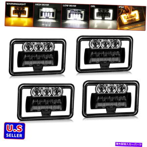 US�w�b�h���C�g H4651 H4652 H4656 H6545�̂��߂̃u���b�N�V�[���n���[DRL LED�w�b�h���C�g DOT 4x6 Black Sealed Halo DRL LED Headlights For H4651 H4652 H4656 H4666 H6545�y���s�A���i�z