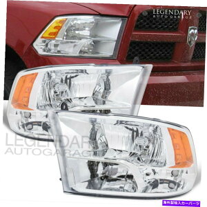 USwbhCg 10-18hbWRAM 1500 2500 2500pNNAYAo[tN^[wbhCg Chrome Clear Lens Amber Reflector Headlights For 10-18 Dodge Ram 1500 2500 3500
