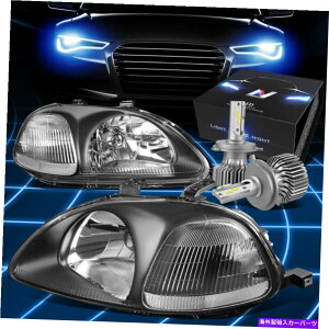 USwbhCg FIT 1996-1998z_VrbNEK^CvRbNwbhCgW / LEDLbgXX^CubN Fit 1996-1998 Honda Civic Ek Type-R Look Headlights W/LED Kit Slim Style Black