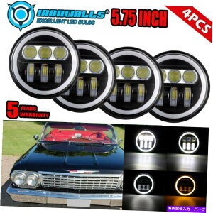 USwbhCg 4X 5.75 "LEDwbhCgAo[p̖H5006V{[RxbgCp̂߂̃tBbg 4x 5.75" LED Headlight Amber Angle Eyes H5006 Fit for Chevy Corvette Impala