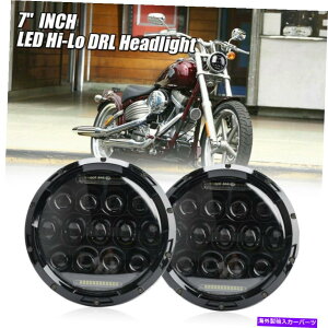 USwbhCg h[o[̖h䑤̂߂̃yA7C`EhLEDwbhCgHI / LOr[DRLvWFN^[ Pair 7 INCH Round Led Headlight Hi/Lo Beam DRL Projector For Land Rover Defender