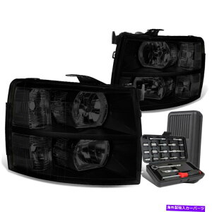 USwbhCg 2007-2014 Chevy SilveradoyA̒F/NAVOiwbhCgv+c[{bNX For 2007-2014 Chevy Silverado Pair Tinted/Clear Signal Headlight Lamps+Tool Box