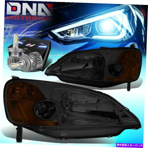US�w�b�h���C�g 2001-2003�z���_�V�r�b�N�N�[�y/�Z�_���w�b�h���C�g/�����vW / LED�L�b�g�X�����X�^�C���X���[�N FOR 2001-2003 HONDA CIVIC COUPE/SEDAN HEADLIGHT/LAMP W/LED KIT SLIM STYLE SMOKED�y���s�A���i�z