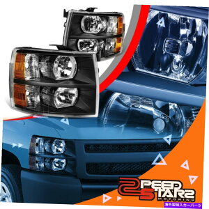 US�w�b�h���C�g 07-14 Silverado HD�̍�+�E���n�E�W���O�̃A���o�[�R�[�i�[�̃o���p�[�w�b�h���C�g FOR 07-14 SILVERADO HD LEFT+RIGHT BLACK HOUSING AMBER CORNER BUMPER HEADLIGHTS�y���s�A���i�z