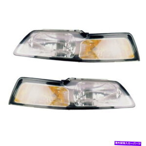 USwbhCg 99-00tH[h}X^OiChrome Bezeljp̃tgwbhCgyAiChrome BezeljE Front Headlights Pair Set for 99-00 Ford Mustang (Chrome Bezel) Left & Right