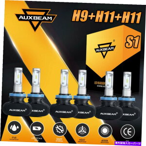 USwbhCg AUXBeam 4PCSwbhCgH9 + H11 + H11iH8jt@XLEDdɂ̓tHOLbg6500K F-S1 AUXBEAM 4pcs Headlight H9+H11+H11(H8) Fanless LED Bulbs Hi Lo Fog Kit 6500K F-S1