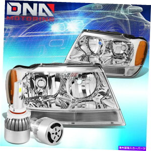 USwbhCg NwbhCgAo[R[i[+zCgLED 9006 HID W /t@tBbg99-04Oh`FL[ CHROME HEADLIGHT AMBER CORNER+WHITE LED 9006 HID W/FAN FIT 99-04 GRAND CHEROKEE