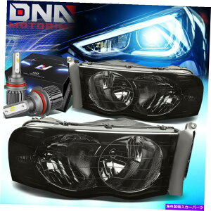 USwbhCg 2002-2005hbWgbNMCrystalwbhCgvW / LEDLbg+t@X[N FOR 2002-2005 DODGE TRUCK SIGNAL CRYSTAL HEADLIGHT LAMP W/LED KIT+ FAN SMOKED