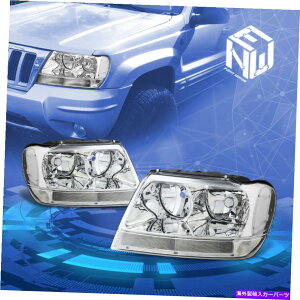 USwbhCg 99-04W[vOh`FL[WJN[/NAR[i[wbhCgv̌ For 99-04 Jeep Grand Cherokee WJ Chrome/Clear Corner Headlight Lamps Replacement