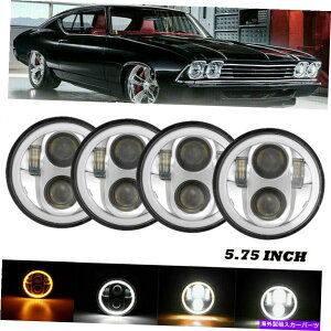USwbhCg 5.75 "5-3 / 4" LED̃wbhCgtH[hT_[o[hgm̂߂̃zCg/Ao[^[VOi 5.75" 5-3/4" LED Headlights White/Amber Turn Signal For Ford Thunderbird Torino