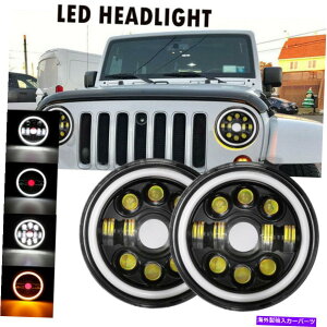 USwbhCg W[vO[CJ JK LJ 97-18̂߂2{7C`LEDwbhCgfAAOACtBbg 2x 7"INCH LED Headlights Dual Angle Eye Fit for Jeep Wrangler CJ JK LJ 97-18 New