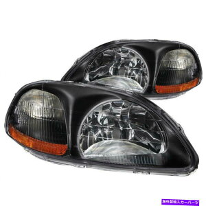 USwbhCg Anzo USANX^wbhCgubN̓z_VrbN1996-1998ł Anzo USA Crystal Headlights Black for Honda Civic 1996-1998