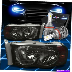 USwbhCg FIT 2002-2005hbWgbNMNX^wbhCgvW / LEDXX^CX[N Fit 2002-2005 Dodge Truck Signal Crystal Headlight Lamps W/LED Slim Style Smoked