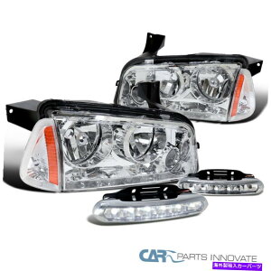 USwbhCg 06-10hbW[dNAYwbhCg+R[i[Mv+ LEDtHOCg For 06-10 Dodge Charger Clear Lens Headlights+Corner Signal Lamps+LED Fog Lights
