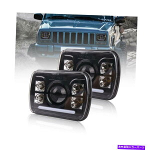 USwbhCg NSLUMO 7X6 LEDwbhCgubNXNGA5X7 H6054zCgDRLRvt̃wbhv... NSLUMO 7x6 Led Headlights Black Square 5x7 H6054 Headlamp with White DRL Comp...