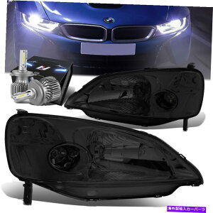 USwbhCg i2s[XOEX^CwbhCg+t@LED HIDLbg01-03z_VrbN2/4hA SMOKED 2PCS OE STYLE HEADLIGHT+FAN LED HID KIT FOR 01-03 HONDA CIVIC 2/4-DOOR
