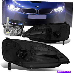 US�w�b�h���C�g �i��2�s�[�XOE�X�^�C���w�b�h���C�g+�X����LED HID�L�b�g01-03�z���_�V�r�b�N2/4�h�A SMOKED 2PCS OE STYLE HEADLIGHT+SLIM LED HID KIT FOR 01-03 HONDA CIVIC 2/4-DOOR�y���s�A���i�z