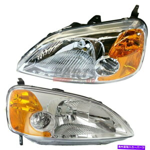 USwbhCg 2̃nQwbhCg̐VZbg2001-03tBbgz_VrbN33101S5PA01 33151S5PA01 New Set Of 2 Halogen Head Light 2001-03 Fits Honda Civic 33101S5PA01 33151S5PA01