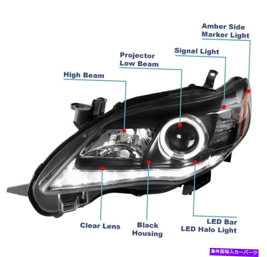 USヘッドライト 11-13トヨタカローラLED Haloプロジェクターヘッドライトヘッドランプブラック左+右 For 11-13 Toyota Corolla LED Halo Projector Headlights Headlamp Black Left+Right：Us Custom Parts Shop USDM