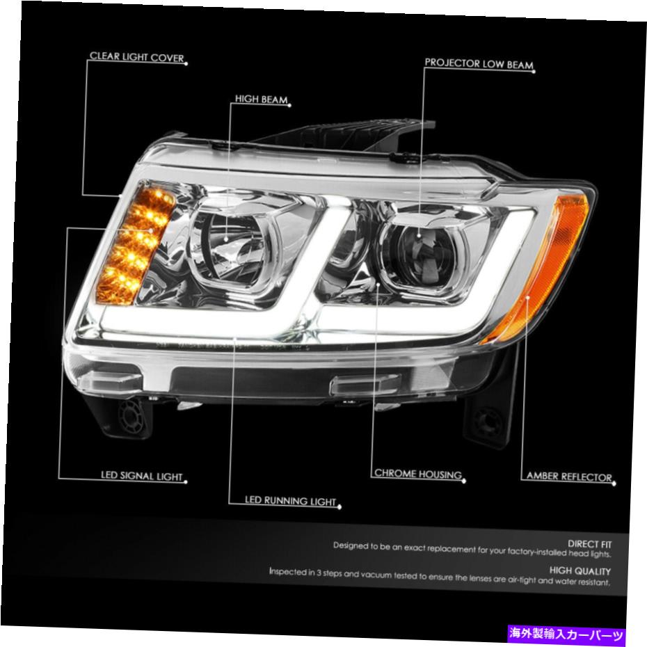 注目のブランドUSヘッドライト [LED DRL  信号]フィット11-13ジープグランドチェロキープロジェクターヘッドライトクローム アンバー [LED DRL Signal]Fit 11-13 Jeep Grand Cherokee Projector Headlight Chrome Amber