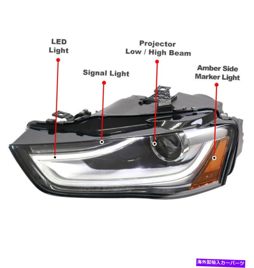 USヘッドライト 13-16 AUDI A4 S4 HID  非AFS LEDプロジェクターヘッドライトランプクロームドライバーLH For 13-16 Audi A4 S4 HID Non-AFS LED Projector Headlight Lamp Chrome Driver LH