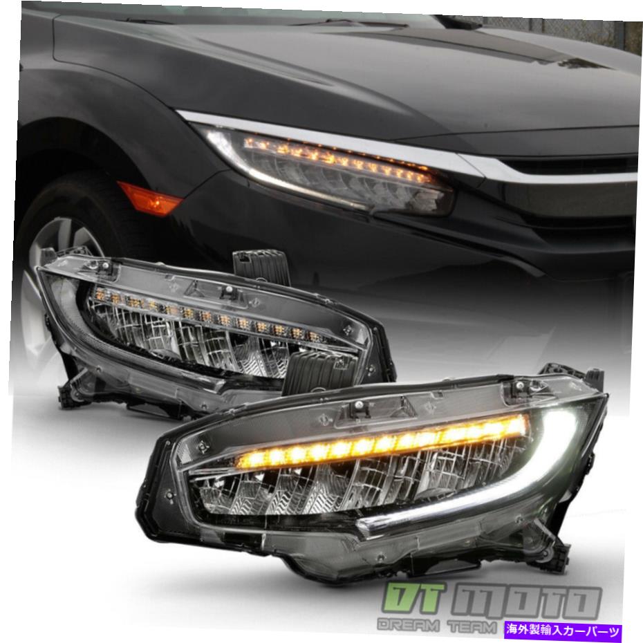 マートUSヘッドライト 2016-2020ホンダシビックヘッドライトペアのためのLED DRLの低 高順次ヘッドランプ LED DRL Low High SEQUENTIAL Headlamps For 2016-2020 Honda Civic Headlights Pair